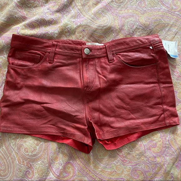 IRO red lamb leather shorts size 38 (6 US) - Picture 5 of 12